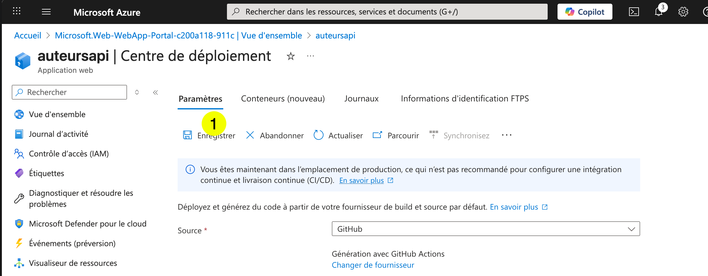 Azure App Service - Enregistrer