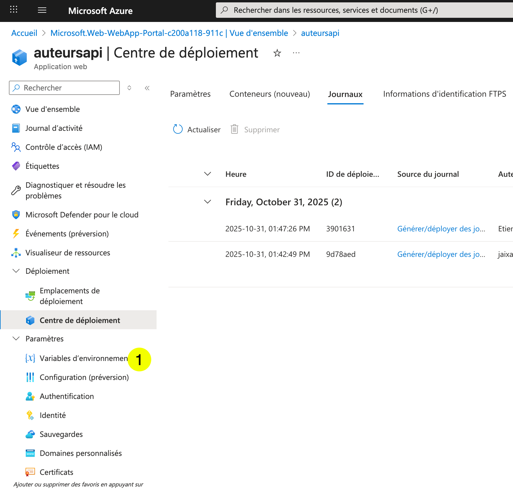 Azure App Service - Variables
