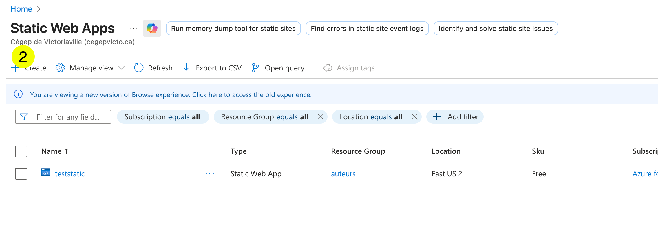 Azure App Service - Créer 2