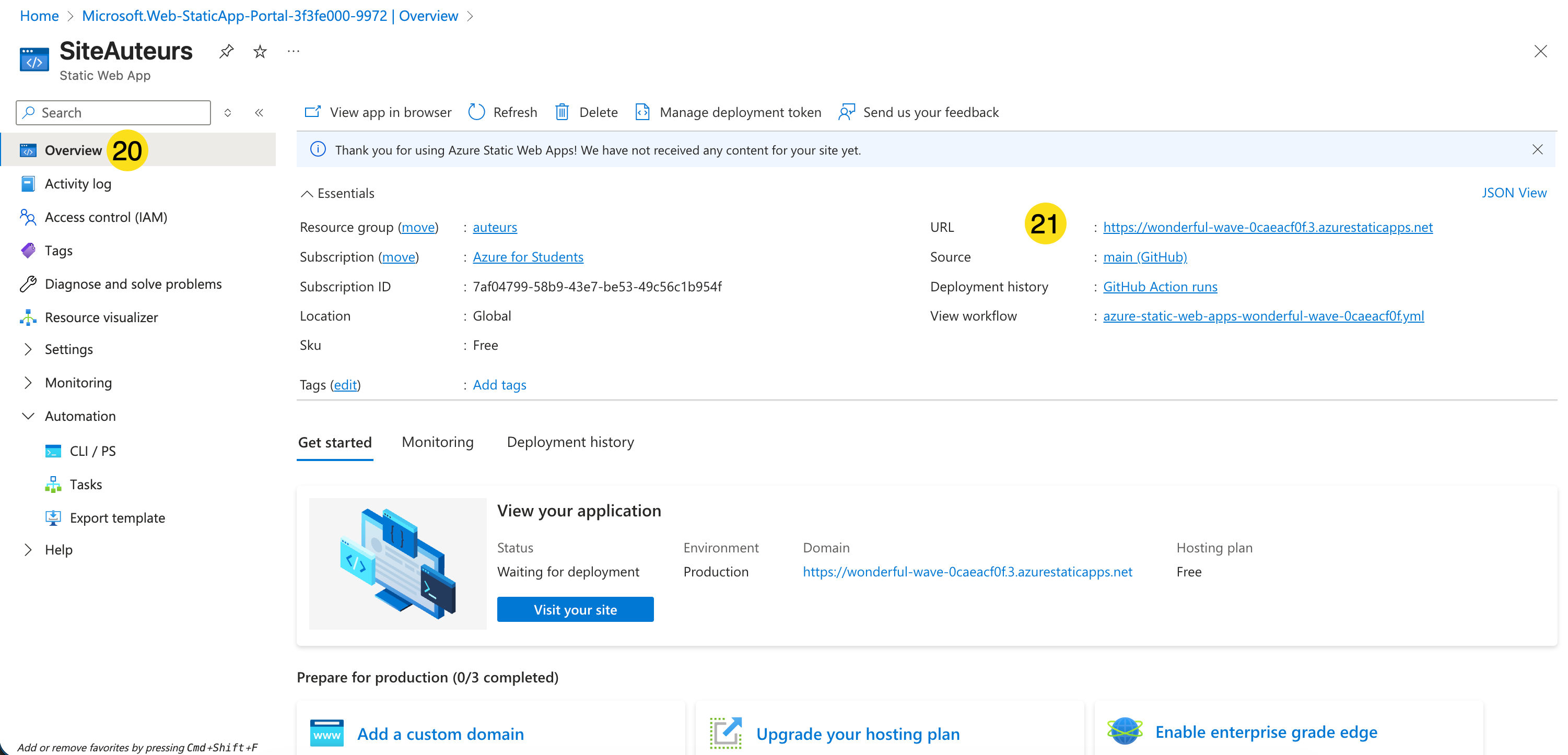 Azure App Service - url