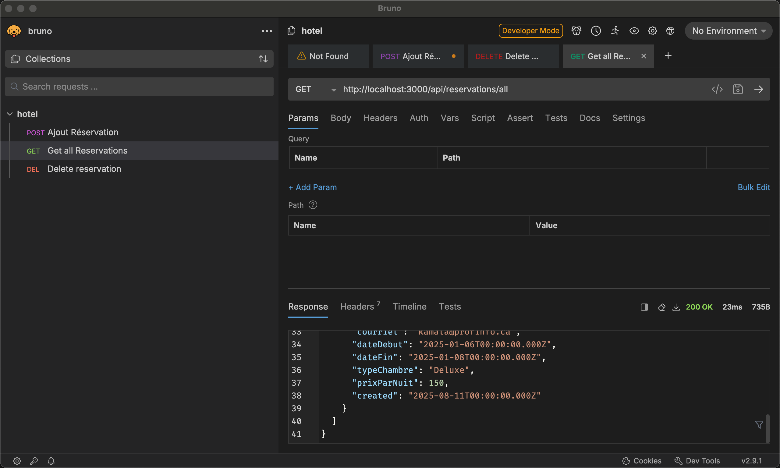 ecran principal de Bruno