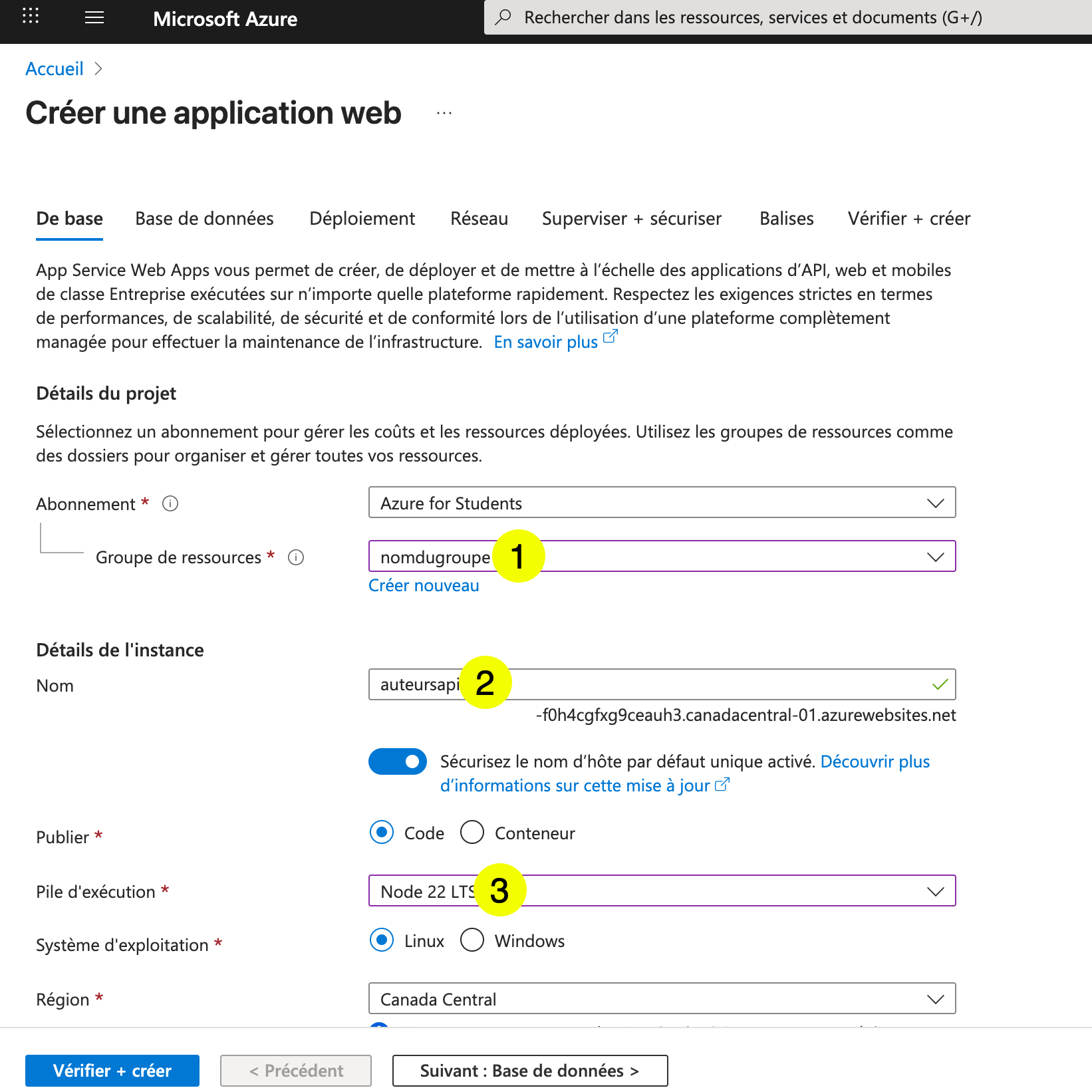 Azure App Service - Formulaire 1
