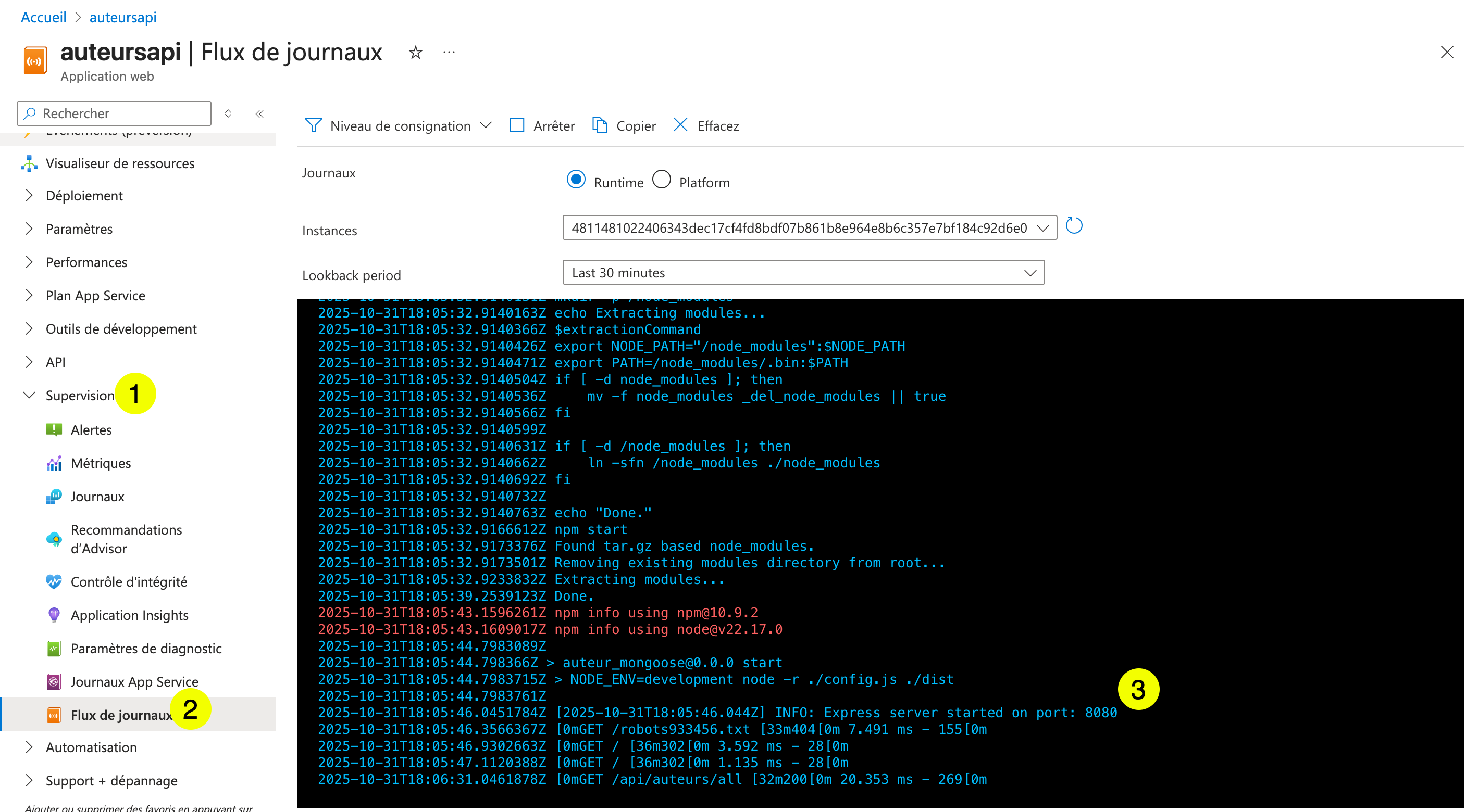 Azure App Service - Redémarrer
