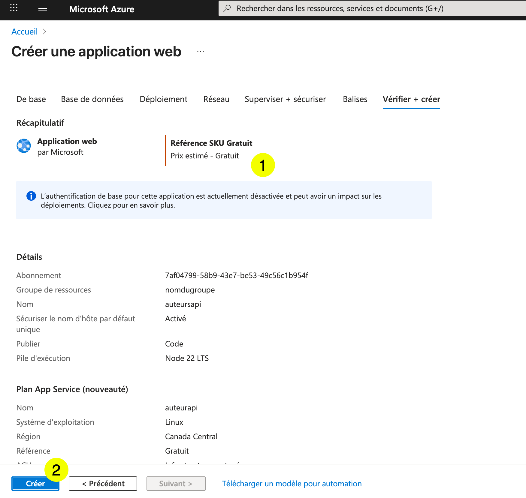 Azure App Service - Vérifier