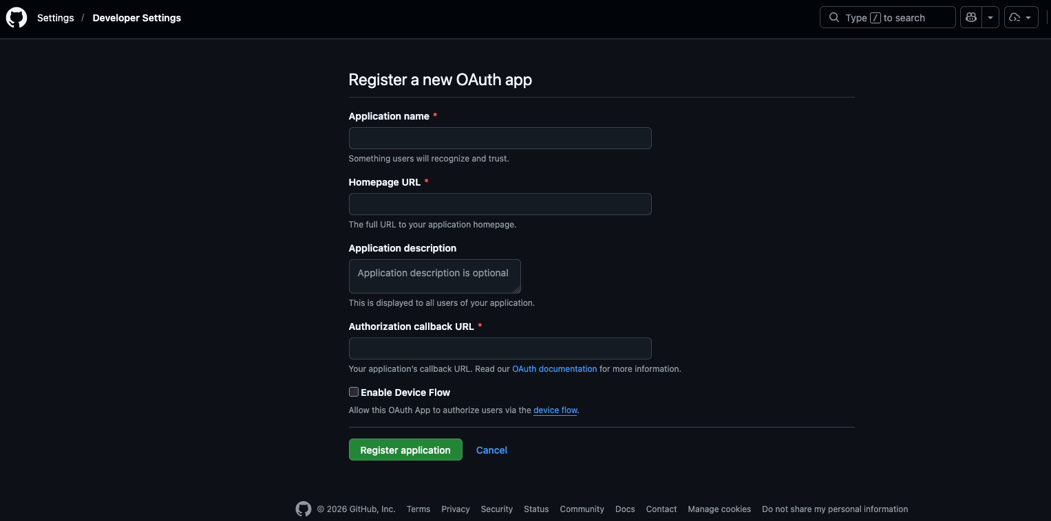 Page pour nouvel OAuth de GitHub